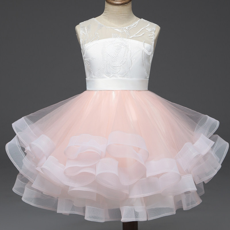 Princess skirt girl fluffy yarn birthday children's evening dress flower girl host wedding dress piano performance spring and summer