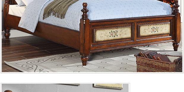 cổ điển retro gỗ vẽ tay Mỹ sơn 1,5m giường đôi cạnh giường ngủ bộ kết hợp bảng phòng ngủ của dòng - Giường giường đôi