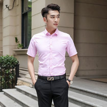 Han Style New Suit Shirt Man Short Sleeve Pink Shirt Brother Group Bridegroom Gown Summer Earth Thin and Inch Handsome