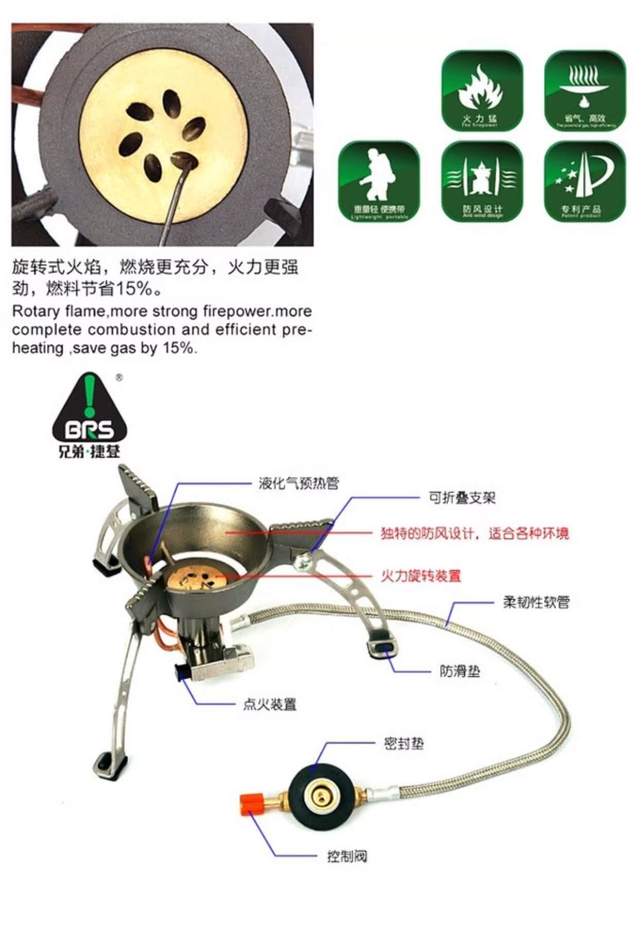 BRS-11 bếp ngoài trời bếp lò bếp lò bếp cắm trại siêu chống gió chia bếp gas - Bếp lò / bộ đồ ăn / đồ nướng dã ngoại bếp dã ngoại