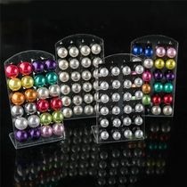 pairs set Colorful Black White Imitation Pearl Stud