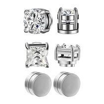 Pairs Crystal Strong Magnetic Ear Stud Clip Earrings for