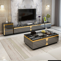 Light luxury modern simple marble coffee table TV cabinet combination living room table home small apartment Nordic minimalist rock board