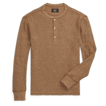 RRL Mens Classic Waffle Knitted Cotton Henley RL92368