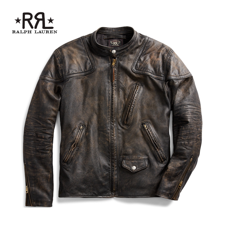 Rrl Men's Classic Slim-Fit Leather Motorcycle Jacket Rl90195