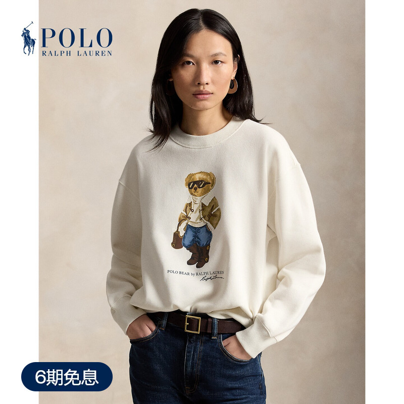 Ralph Lauren/Ralph Lauren Women's Clothing 26 Winter Polo Bear Loose-Fitting Velvet Crew Neck Shirt
