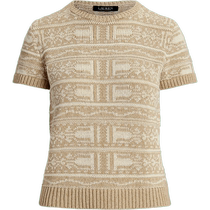 Lauren Ralph Lauren womens 24 early autumn loose-fitting geometric pattern short-sleeved sweater RL62074