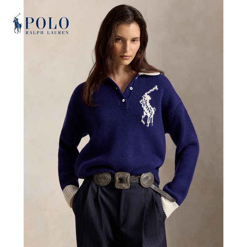 Ralph Lauren/Ralph Lauren Women's Clothing 26 Fall Big Pony Loose Fit Rugby Wool Sweater