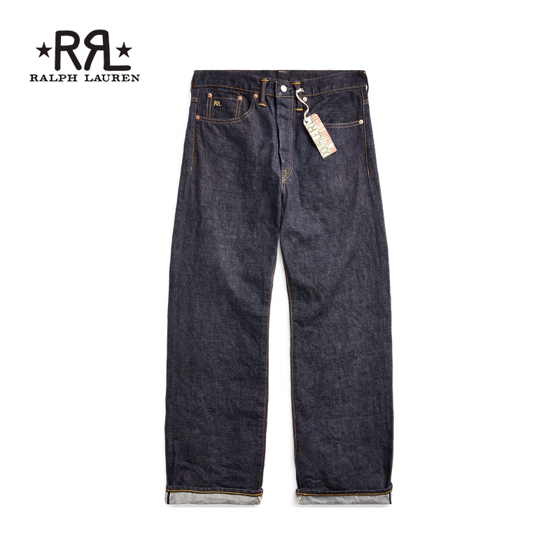 Rrl Men's Classic Vintage Five-Pocket Style Cotton Trimmed Jeans Rl90198