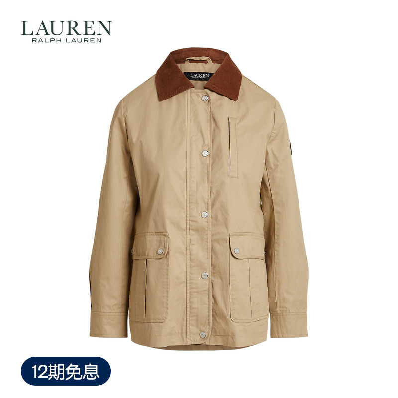 Lauren/Ralph Lauren Women's 2026 Early Autumn Corduroy Trim Coated Cotton Jacket Rl63225