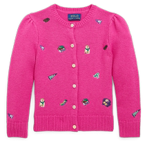 Ralph Lauren Girls Fall 24 Embroidered Knitted Cardigan RL42051