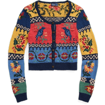 Ralph Lauren Womens 24 Summer Tight Fit Intarsia Knitted Cardigan RL25744