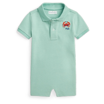 Ralph Lauren Baby Classic Crab Embroidered Cotton Polo Jumpsuit RL41729