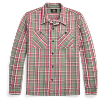 RRL Mens Fall 24 plaid twill cotton camp collar shirt RL93781