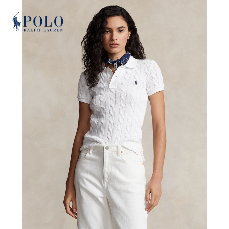 Ralph Lauren/Ralph Lauren Women's Classic Cable Knit Polo Shirt Rl25312 Ralph Lauren/Ralph Lauren Women's Classic Cable Knit Polo Shirt Rl25312
