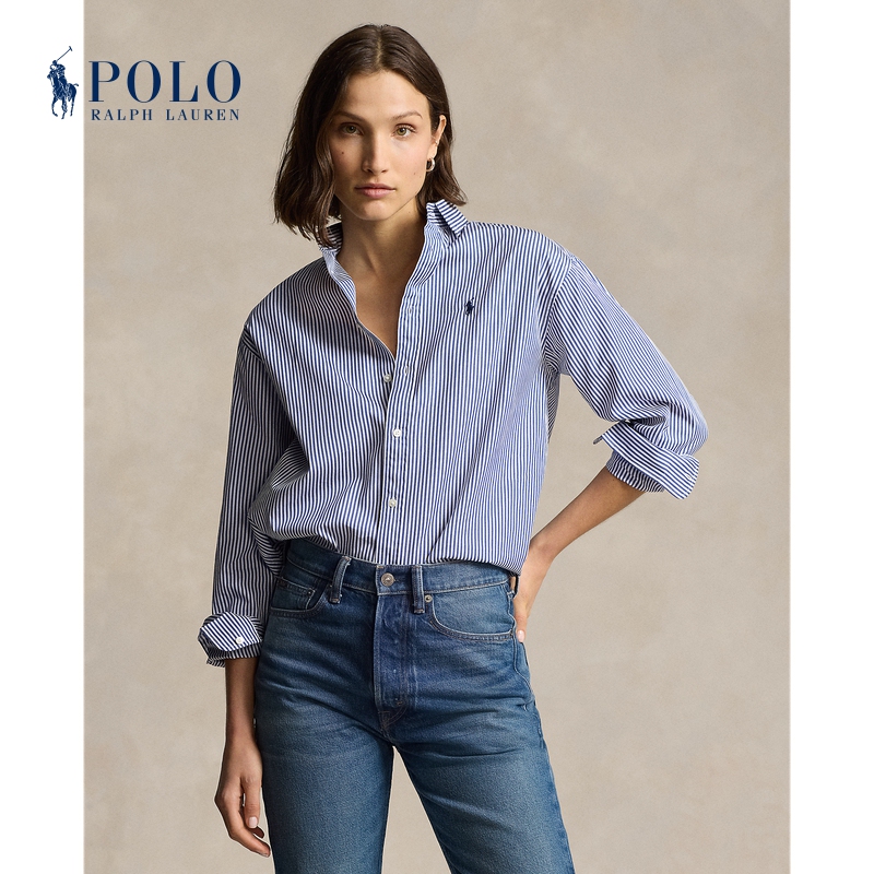 Ralph Lauren/Ralph Lauren Women's Classic Loose Striped Cotton Shirt Rl25901