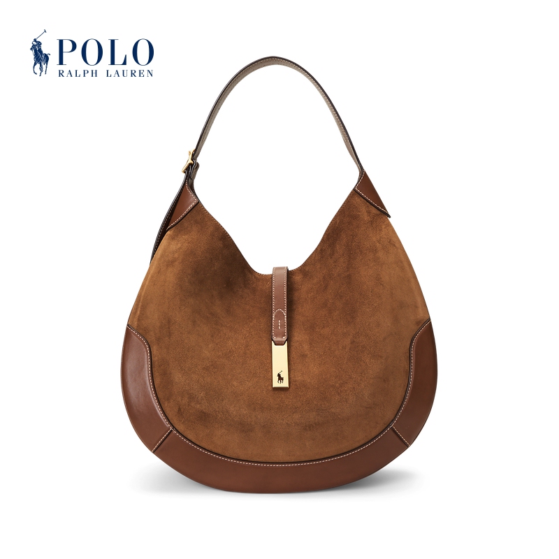 【Polo Id】Ralph Lauren/Ralph Lauren Women's Classic Suede Large Shoulder Bag