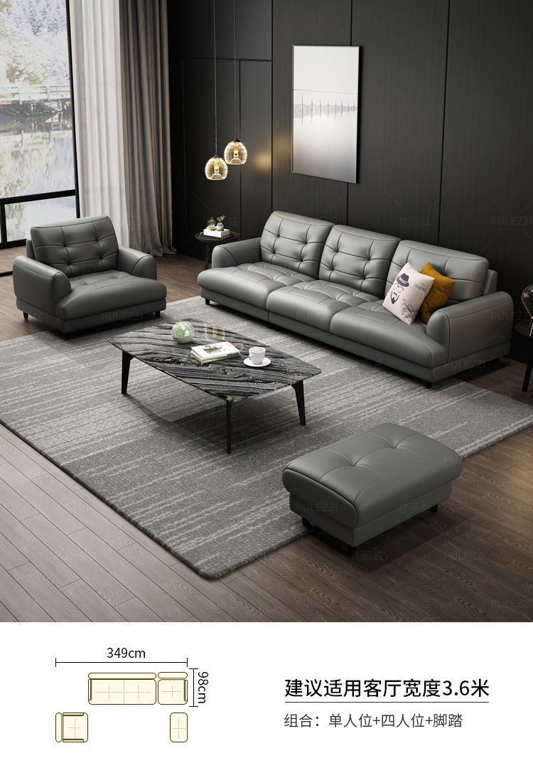 Bắc Âu kết hợp ghế sofa da da bò căn hộ nhỏ phòng khách hiện đại nhỏ gọn 3-4-bit Da sẵn sàng - Ghế sô pha sofa đẹp giá rẻ