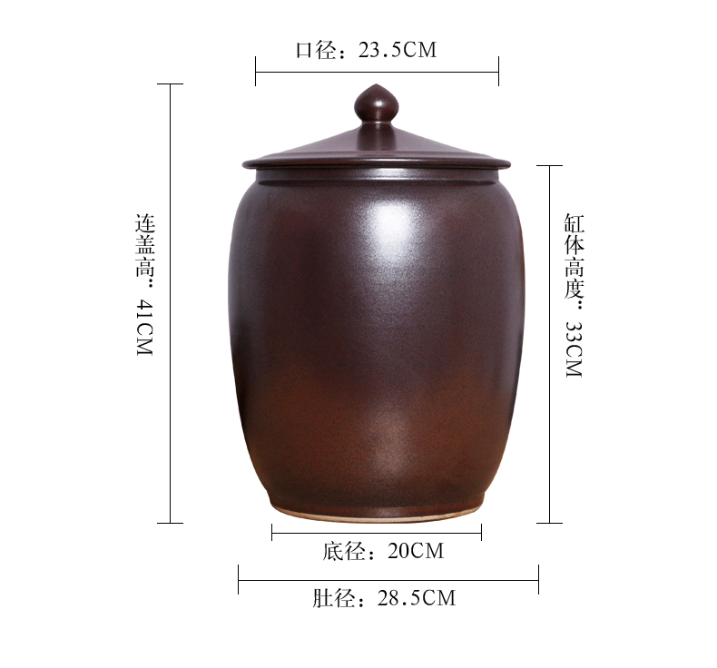 Ceramic barrel with 30 kg ricer box cover of household kitchen moisture storage canned rice box tea cylinder seal pot