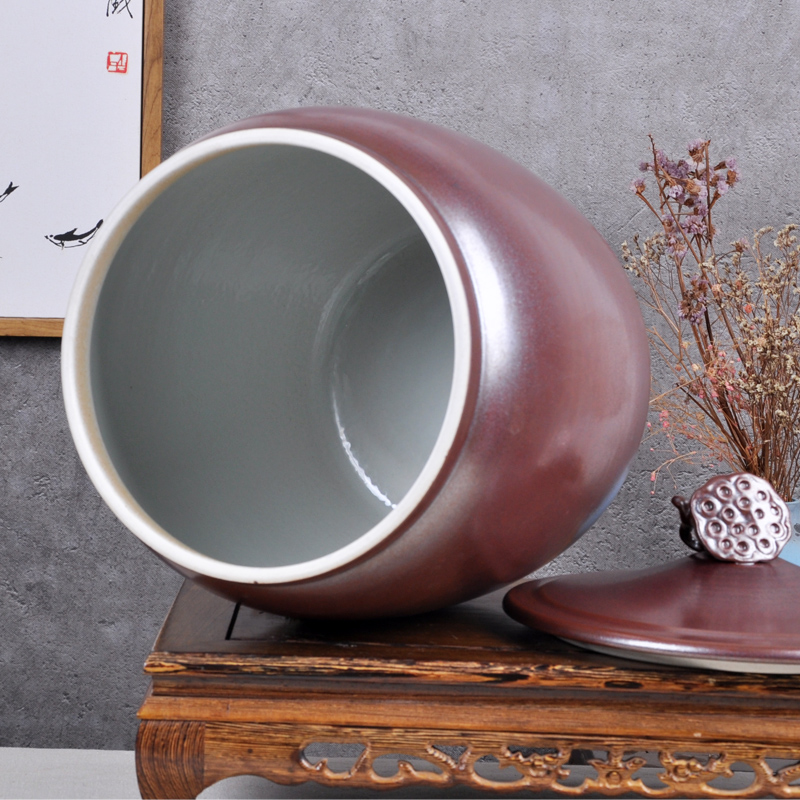 Jingdezhen ceramic barrel ricer box sealing caddy fixings 30 kilo meters pot store content box moistureproof insect - resistant meter altar