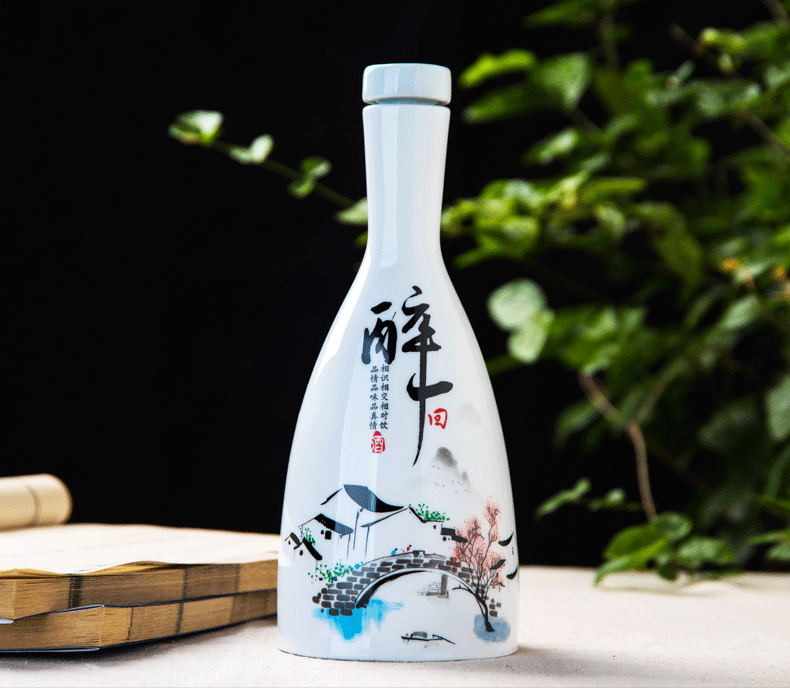 Jingdezhen ceramic bottle 1 catty decoration creative household small empty bottle of white wine jar airtight jar a jin of customization