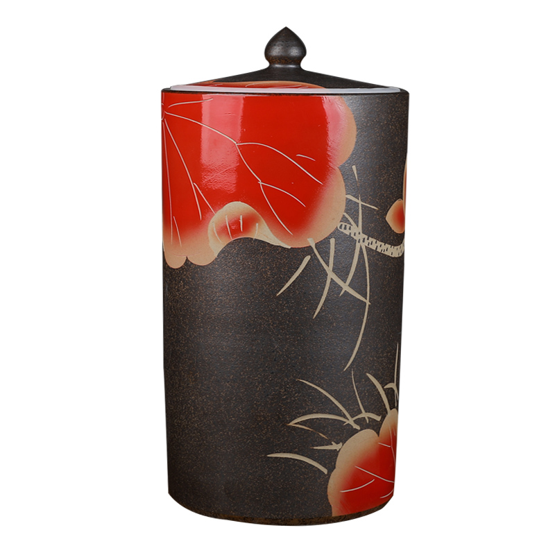 Jingdezhen ceramic barrel ricer box household tank cylinder storage tank 20/40 jin with cover sealing caddy fixings