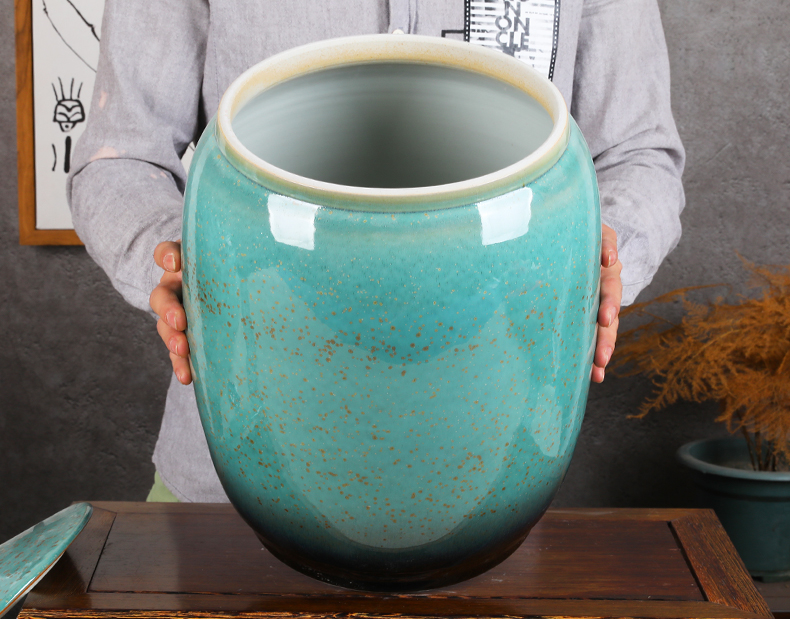 Jingdezhen ceramic barrel ricer box with cover seal tea caddy fixings household water tanks moistureproof multigrain bread cylinder cylinder meter box