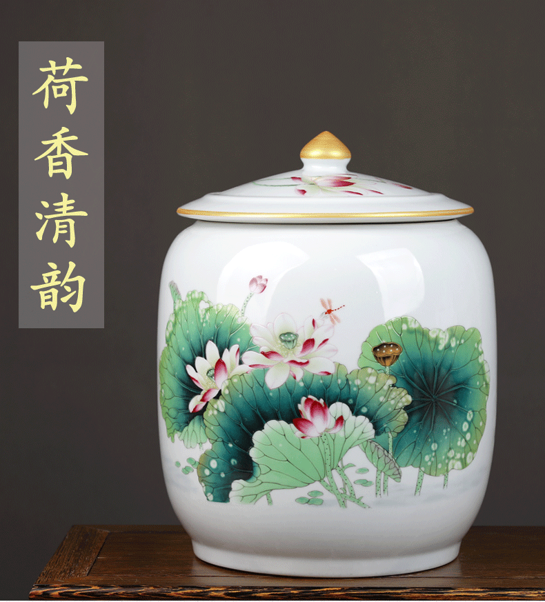 Jingdezhen ceramic barrel of flour cylinder cylinder tank caddy fixings sealing can save up tea cake as cans puer tea tea urn