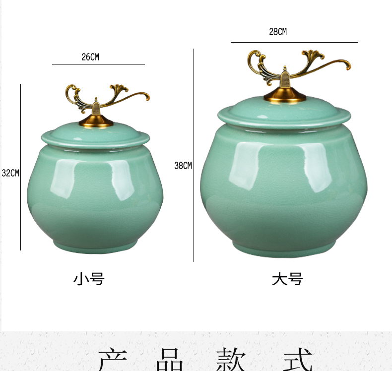 Jingdezhen ceramic barrel ricer box moistureproof insect - resistant seal storage jar with cover rice box storage oil tank m furnishing articles