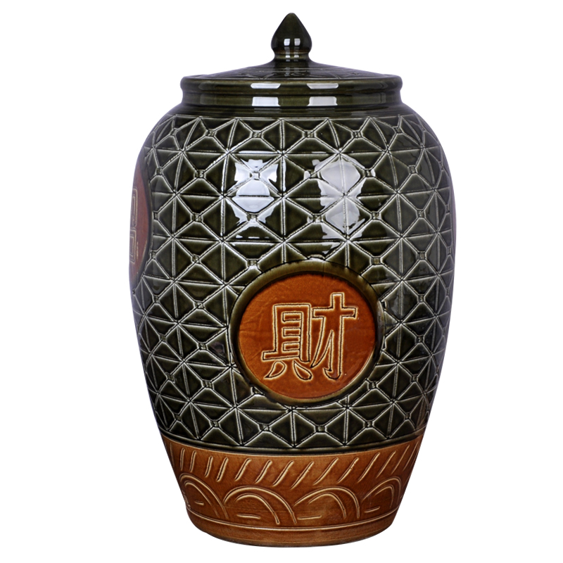 Ceramic barrel 50 kg seal ricer box with cover tank oil cylinder cylinder pickled kimchi flour barrels of storage bins
