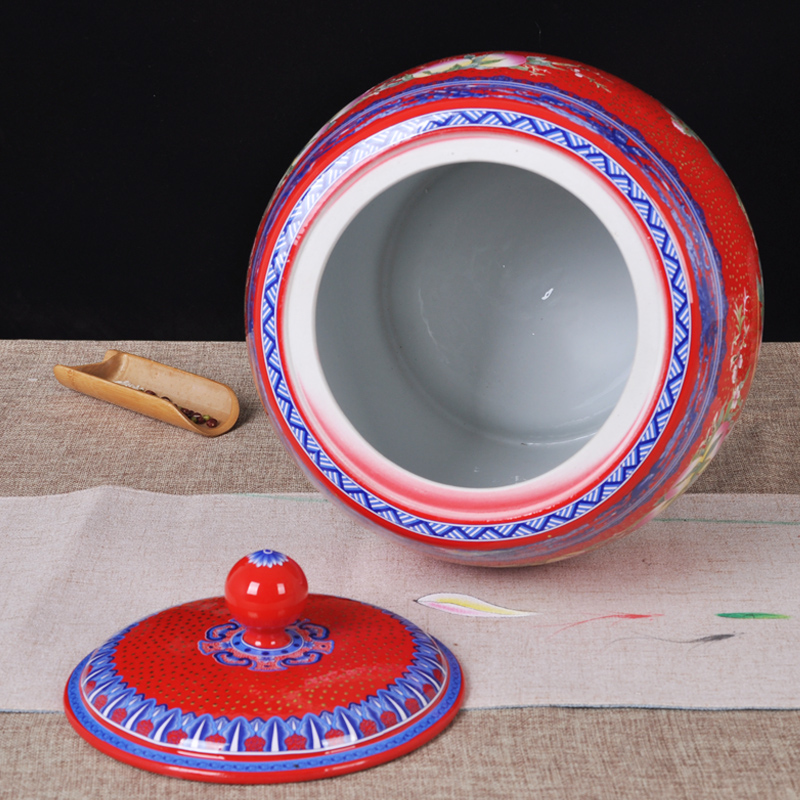 Ceramic barrel household ricer box storage tank brewing tea cake cylinder cylinder cylinder tank pickles pickled meat tea pot fruit