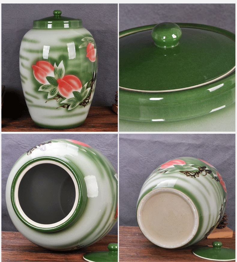 Jingdezhen ceramic the packed tea cake ricer box water tanks of oil cylinder cylinder barrel rice jar with cover seal storage tank is moistureproof