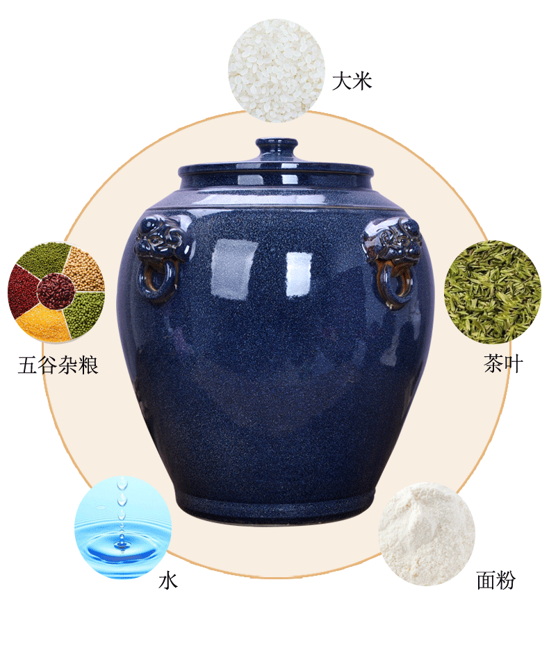 Jingdezhen ceramic barrel oil cylinder tank 20 jins 30 jins of 50 kg 100 jins water storage tank with tap water bucket