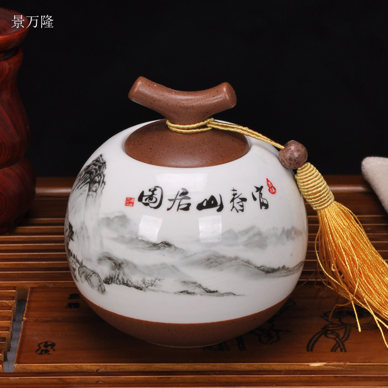 Jingdezhen ceramic seal tea pot cylinder puer tea bucket cylinder small POTS box store receives furnishing articles kunfu tea