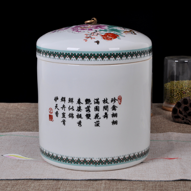 Ceramic 10 jins ricer box barrel storage box meter jar airtight dry storage tank flour moisture receive tank
