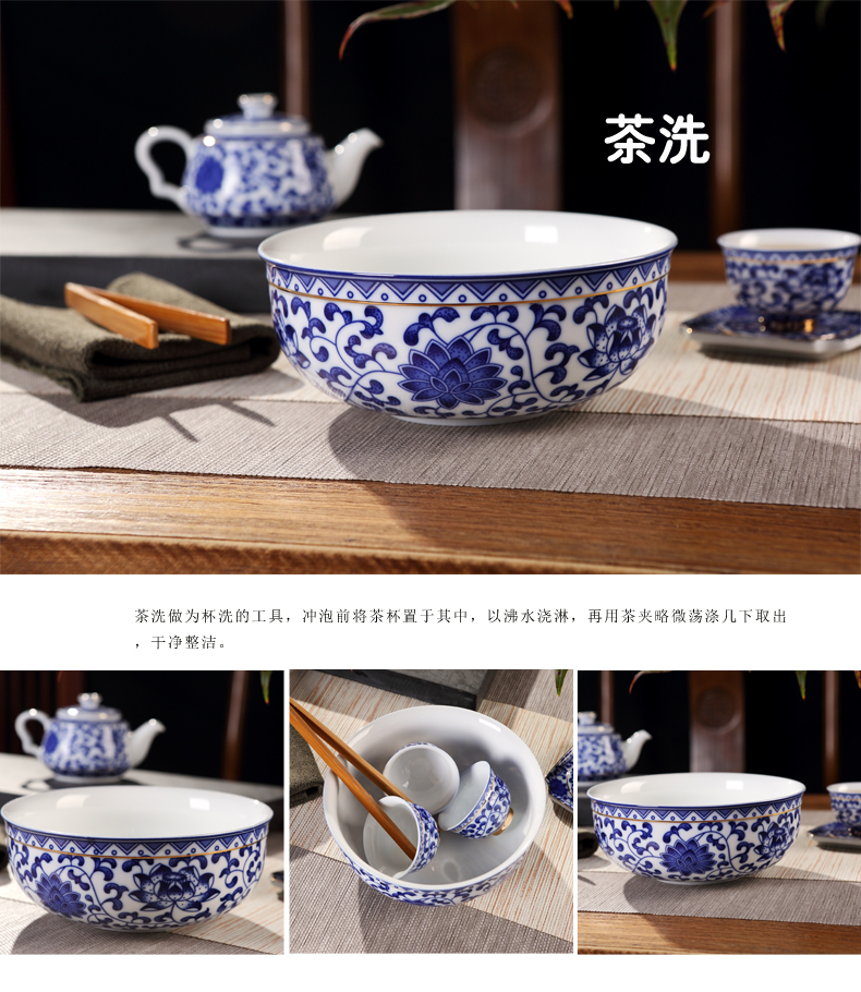 Ceramic home office cup tea cup archaize kongfu tea tureen of blue and white porcelain teapot teacup suit restoring ancient ways