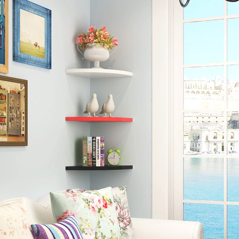 Punch-free corner corner corner triangle fan-shaped decorative partition Wall shelf bookshelf Wall hanging