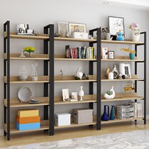  Living room shelf Clothing display rack bookcase Steel wood bookshelf Simple wrought iron shelf Floor-to-ceiling multi-layer shelf
