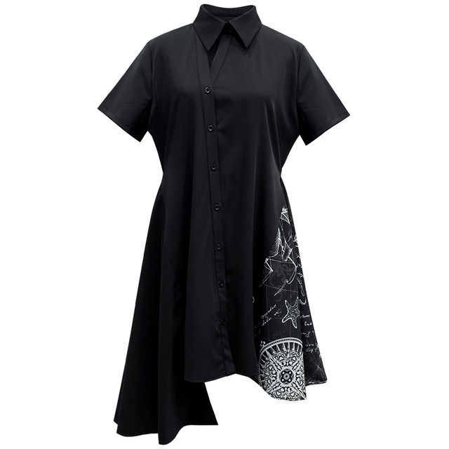 CHICSKY original irregular dress 2023 summer design sense Yamamoto style shirt dark skirt