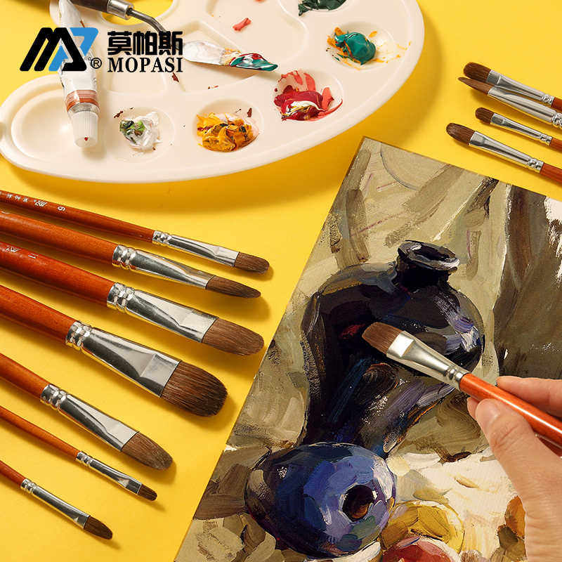 Mopass H988 wolf millisch pen paintbrush set with round head platoon single student exam oil painting pen watercolor pen
