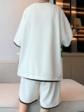 Летний комплект, шелковая футболка, короткий рукав, оверсайз