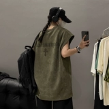 Мужской зеленый летний ретро жилет, бархатная спортивная футболка без рукавов, в американском стиле