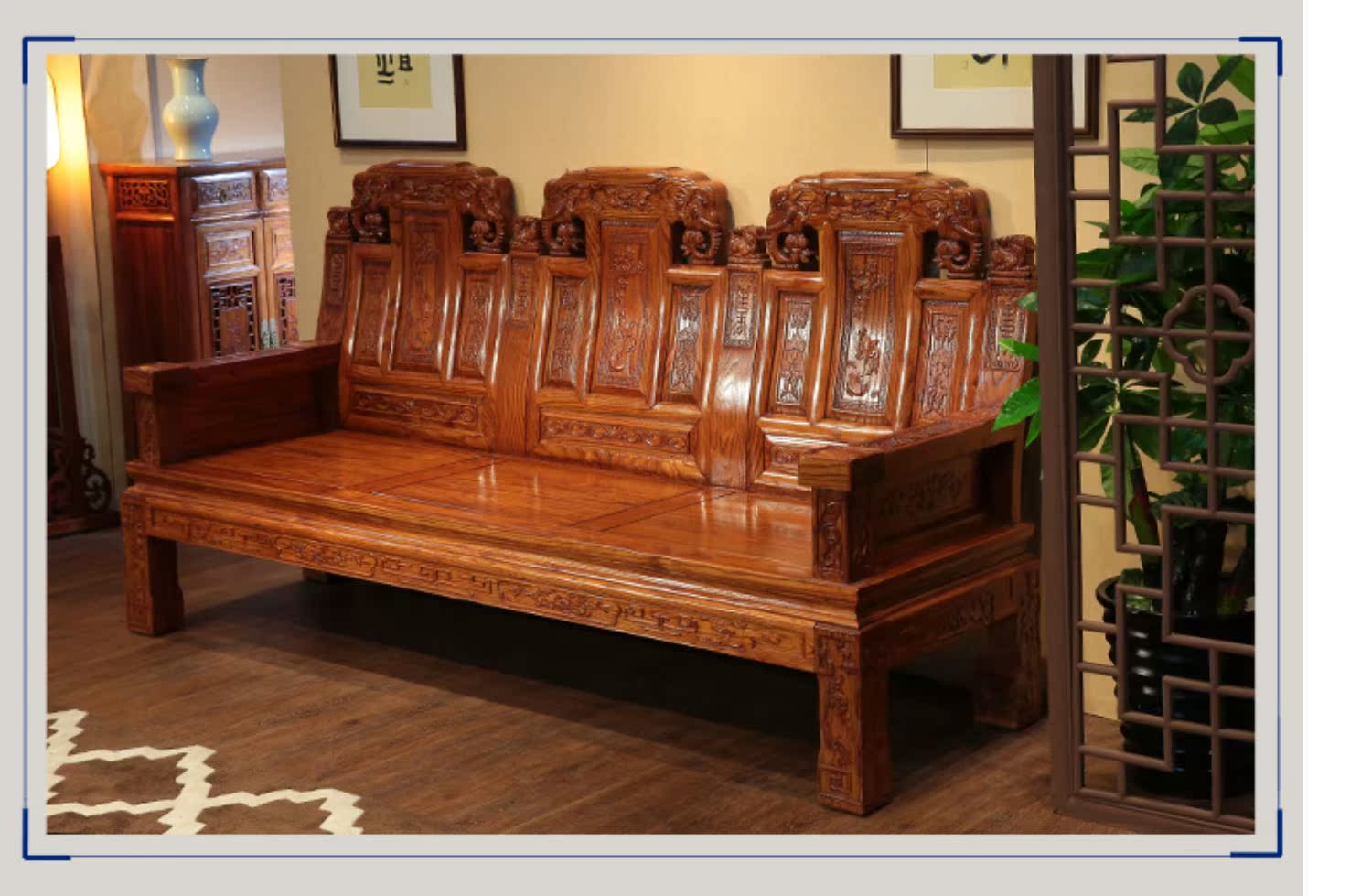 Cổ sofa gỗ kết hợp sofa Nam Elm phong cách Trung Quốc rắn gỗ cổ đồ nội thất voi đầu sofa phòng khách sofa - Ghế sô pha ghế thư giãn phòng khách