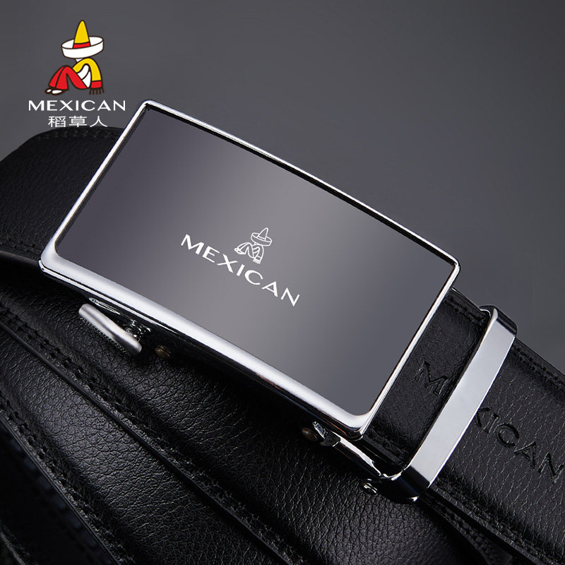 Rice straw man 2021 new leather belt man genuine leather automatic buckle Han version 100 hitch minimalist about man's belt young man