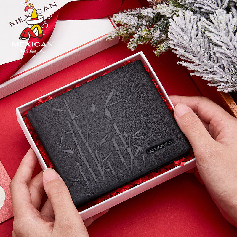 Scarecrow 2021 New Wallet Men's Leather Short Tide Brand Ultra-thin Gift Box for Boyfriend Dad Birthday Gift