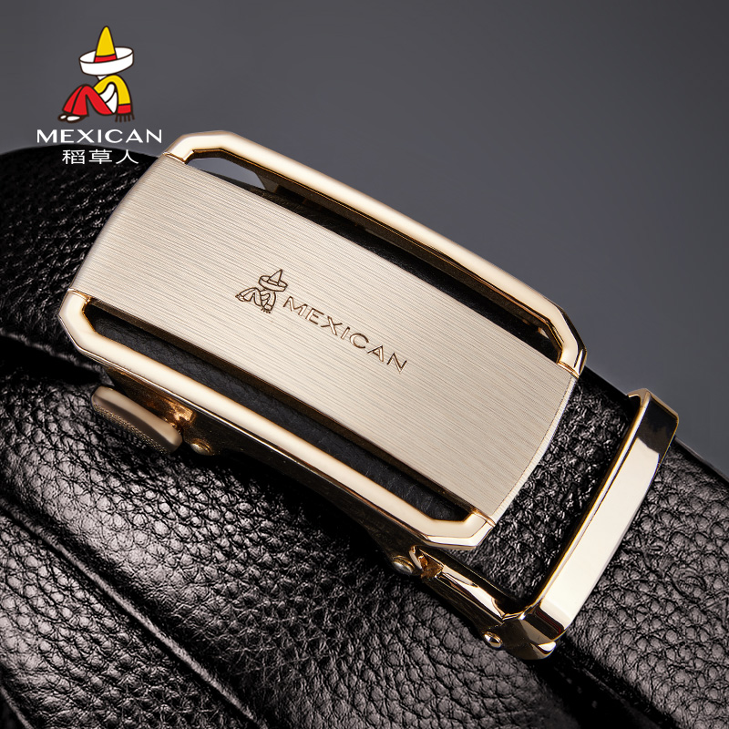 Courtesy kit 2021 new men's belt rice straw man genuine leather men's business belt young cow leather pants with pure