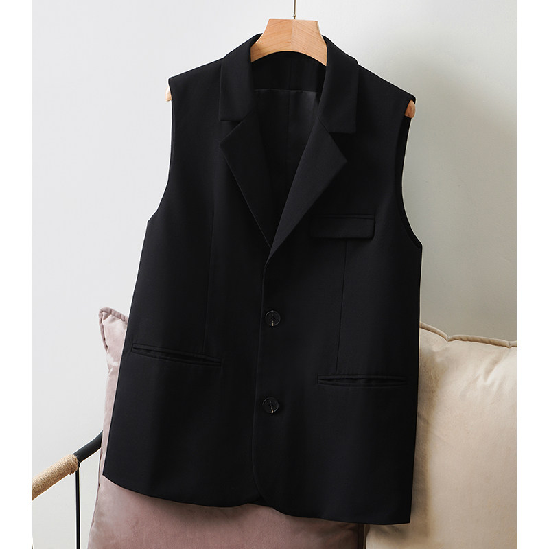 CHALDLLEN Charlene suit vest female spring and autumn tide British casual Korean sleeveless loose jacket 858