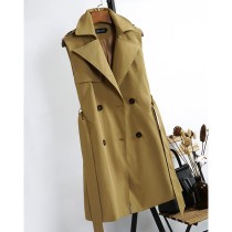 Charlene windbreaker vest womens long 2021 new slim slim horse clip British sleeveless spring and autumn jacket 028