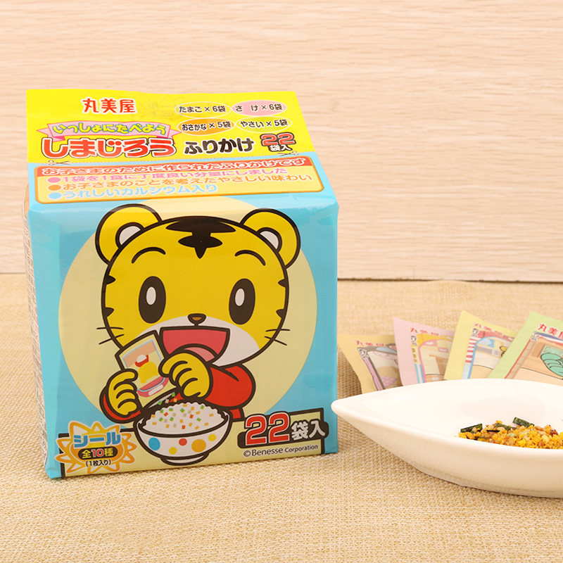Japan imported Marumiya Qiao Tiger baby bibimbap small fish salmon vegetable eggs 4 flavors 22 bags into 1 year old
