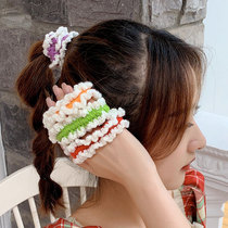 Girl candy color Korean Net red ins wool plush handmade rubber band Hairband cute wave headdress